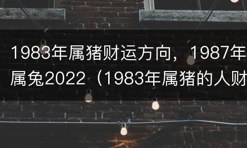 1983年属猪财运方向，1987年属兔2022（1983年属猪的人财运怎么样）