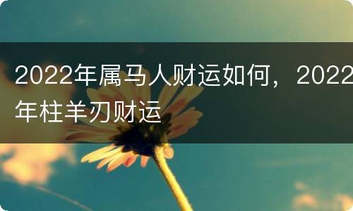 2022年属马人财运如何，2022年柱羊刃财运