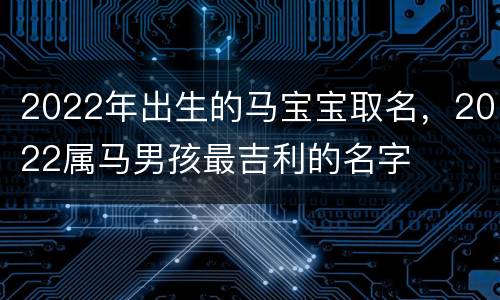 2022年出生的马宝宝取名，2022属马男孩最吉利的名字