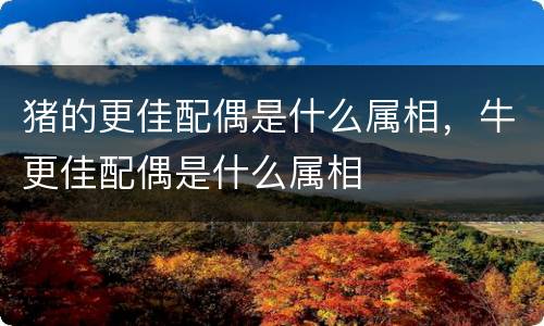 猪的更佳配偶是什么属相，牛更佳配偶是什么属相