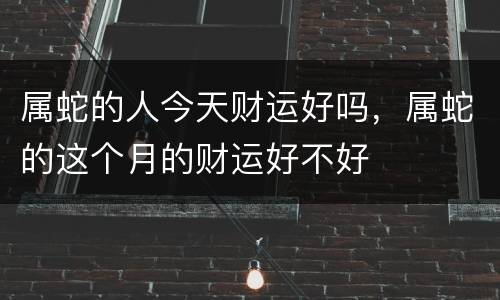 属蛇的人今天财运好吗，属蛇的这个月的财运好不好