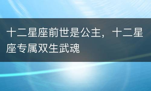 十二星座前世是公主，十二星座专属双生武魂
