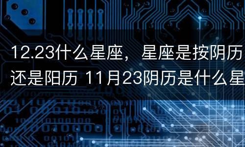 12.23什么星座，星座是按阴历还是阳历 11月23阴历是什么星座?
