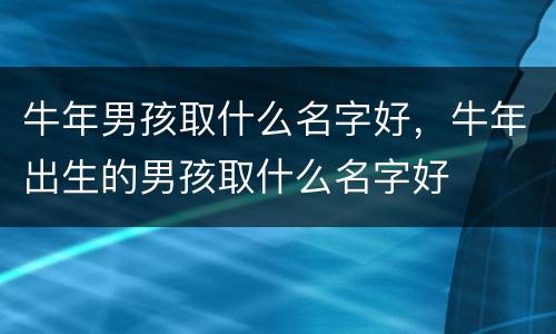 牛年男孩取什么名字好，牛年出生的男孩取什么名字好