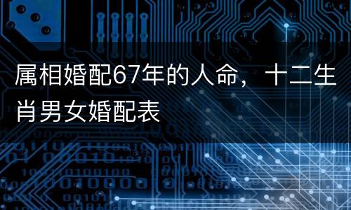 属相婚配67年的人命，十二生肖男女婚配表