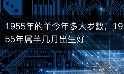 1955年的羊今年多大岁数，1955年属羊几月出生好