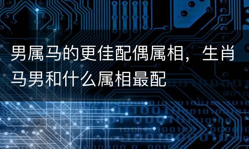 男属马的更佳配偶属相，生肖马男和什么属相最配
