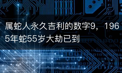 属蛇人永久吉利的数字9，1965年蛇55岁大劫已到