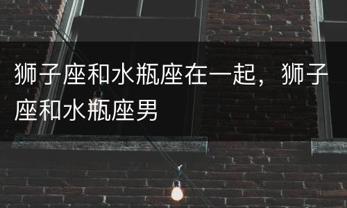 狮子座和水瓶座在一起，狮子座和水瓶座男