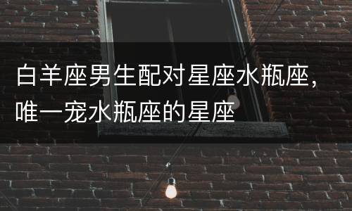 白羊座男生配对星座水瓶座，唯一宠水瓶座的星座