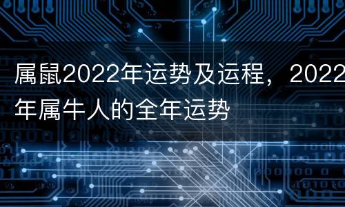 属鼠2022年运势及运程，2022年属牛人的全年运势