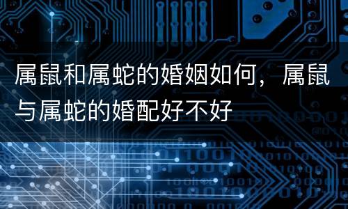 属鼠和属蛇的婚姻如何，属鼠与属蛇的婚配好不好