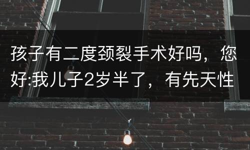 孩子有二度颈裂手术好吗，您好:我儿子2岁半了，有先天性口腔鄂裂，请问现