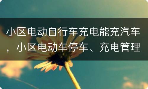 小区电动自行车充电能充汽车，小区电动车停车、充电管理规定及收费标准