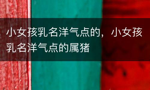 小女孩乳名洋气点的，小女孩乳名洋气点的属猪