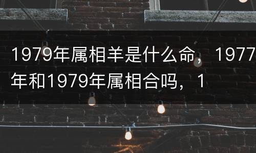1979年属相羊是什么命，1977年和1979年属相合吗，1
