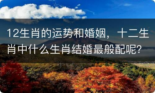 12生肖的运势和婚姻，十二生肖中什么生肖结婚最般配呢？