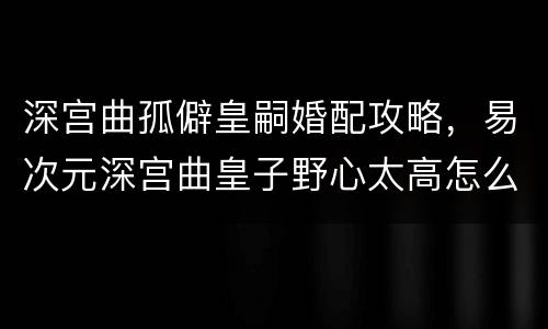 深宫曲孤僻皇嗣婚配攻略，易次元深宫曲皇子野心太高怎么办?