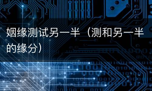 姻缘测试另一半（测和另一半的缘分）