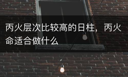 丙火层次比较高的日柱，丙火命适合做什么