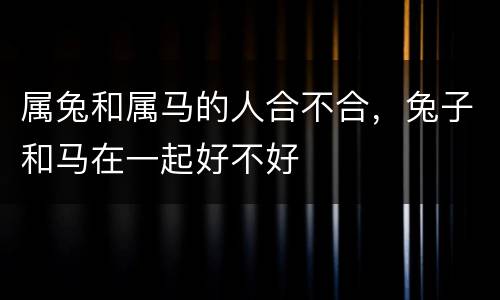 属兔和属马的人合不合，兔子和马在一起好不好