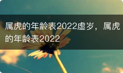 属虎的年龄表2022虚岁，属虎的年龄表2022