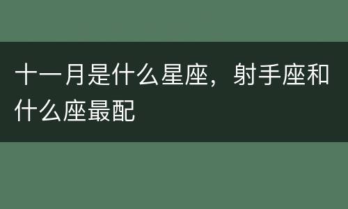 十一月是什么星座，射手座和什么座最配