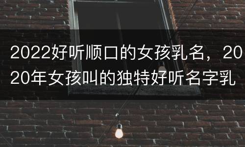 2022好听顺口的女孩乳名，2020年女孩叫的独特好听名字乳名