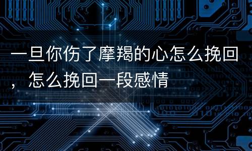 一旦你伤了摩羯的心怎么挽回，怎么挽回一段感情