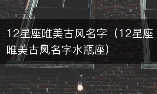 12星座唯美古风名字（12星座唯美古风名字水瓶座）