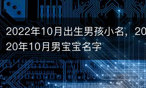 2022年10月出生男孩小名，2020年10月男宝宝名字