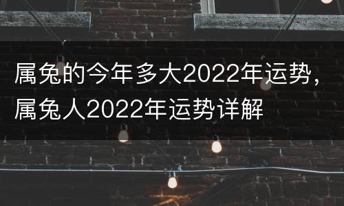 属兔的今年多大2022年运势，属兔人2022年运势详解