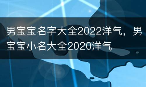 男宝宝名字大全2022洋气，男宝宝小名大全2020洋气