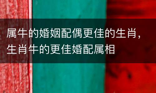 属牛的婚姻配偶更佳的生肖，生肖牛的更佳婚配属相