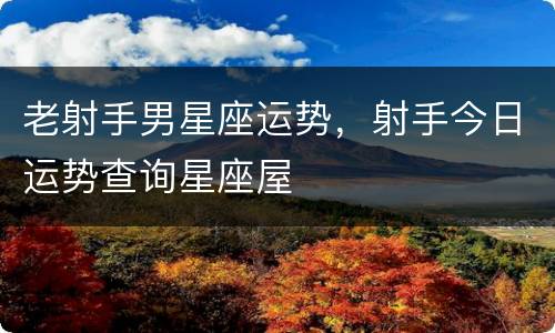 老射手男星座运势，射手今日运势查询星座屋