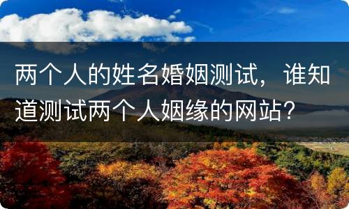 两个人的姓名婚姻测试，谁知道测试两个人姻缘的网站?