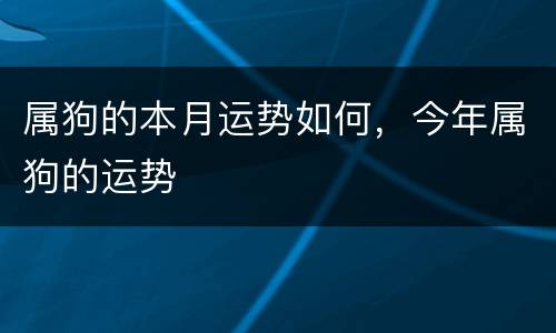 属狗的本月运势如何，今年属狗的运势