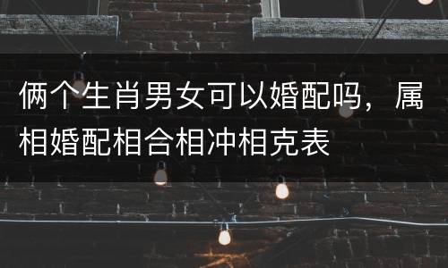 俩个生肖男女可以婚配吗，属相婚配相合相冲相克表
