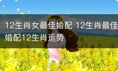 12生肖女最佳婚配 12生肖最佳婚配12生肖运势