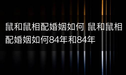鼠和鼠相配婚姻如何 鼠和鼠相配婚姻如何84年和84年