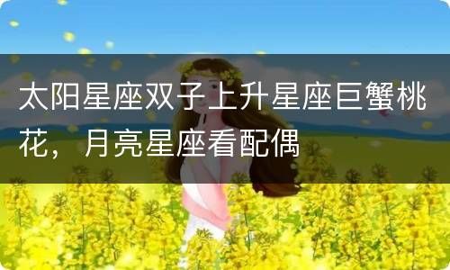 太阳星座双子上升星座巨蟹桃花，月亮星座看配偶