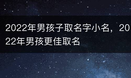2022年男孩子取名字小名，2022年男孩更佳取名