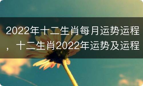 2022年十二生肖每月运势运程，十二生肖2022年运势及运程完整