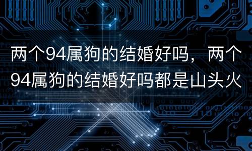 两个94属狗的结婚好吗，两个94属狗的结婚好吗都是山头火命相克吗