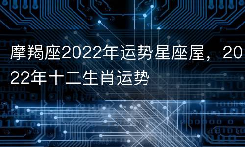 摩羯座2022年运势星座屋，2022年十二生肖运势