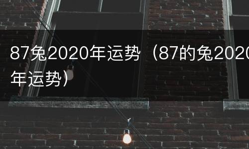 87兔2020年运势（87的兔2020年运势）