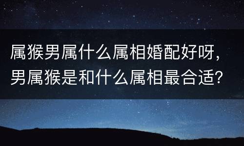 属猴男属什么属相婚配好呀，男属猴是和什么属相最合适？