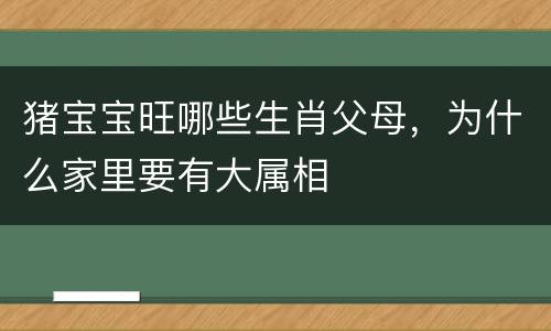 猪宝宝旺哪些生肖父母，为什么家里要有大属相