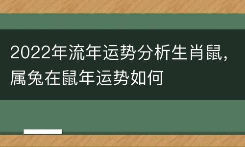 2022年流年运势分析生肖鼠，属兔在鼠年运势如何