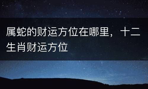 属蛇的财运方位在哪里，十二生肖财运方位